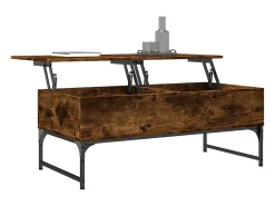 Mesa De Centro| Mesa de centro | Mesa de apoio 100x50x40cm deriv. madeira/metal carvalho fumado Castanho