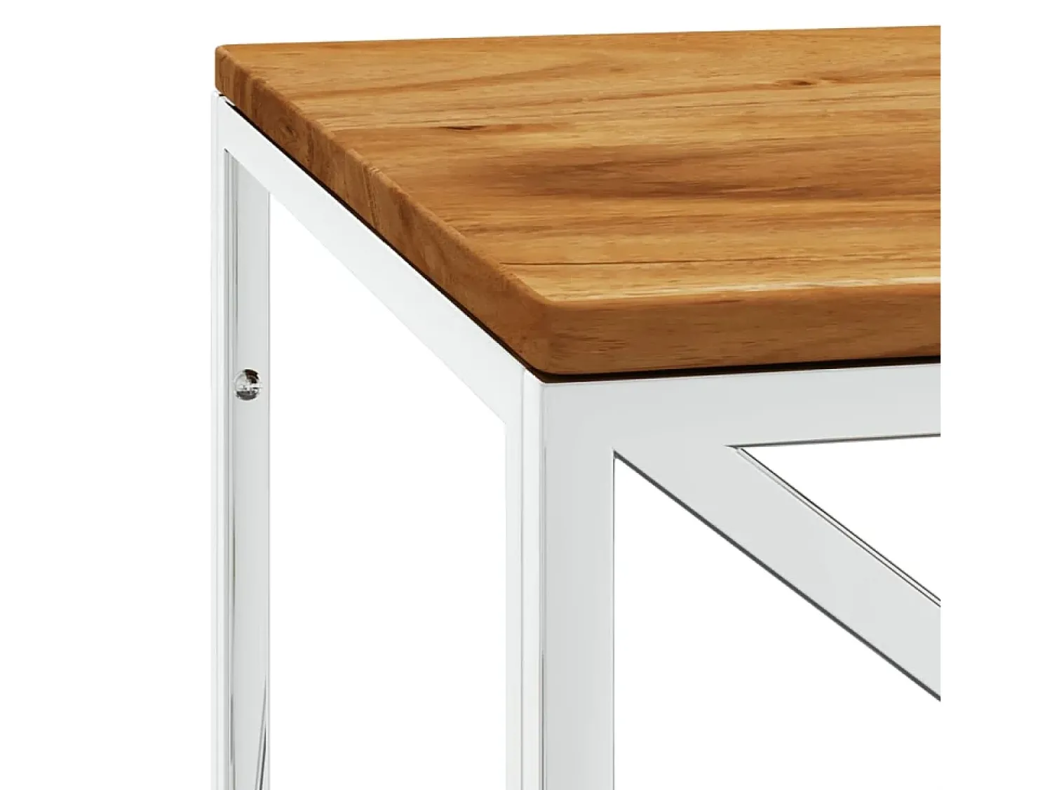 Mesa De Centro* Mesa de centro | Mesa de apoio | Mesa de café aço inoxidável e madeira de acácia maciça Prateado