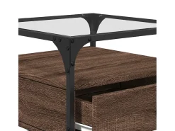 Discount Mesa de centro | Mesa de apoio c/ topo vidro 50x50x45 cm carvalho aço Castanho