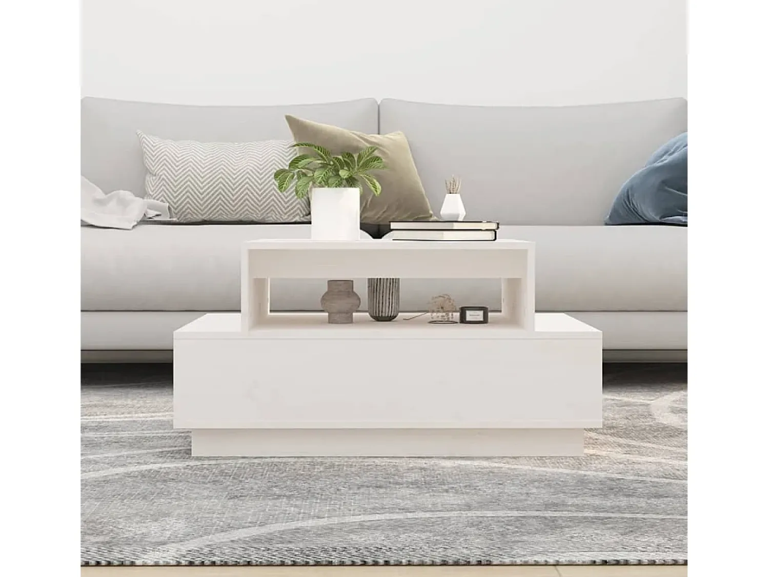 Mesa De Centro| Mesa de centro | Mesa de apoio 80x55x40.5 cm madeira de pinho maciça Branco