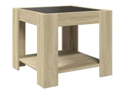 Discount Mesa de centro | Mesa de apoio c/ LEDs 53x53x45 cm derivados de madeira Castanho