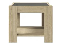 Discount Mesa de centro | Mesa de apoio c/ LEDs 53x53x45 cm derivados de madeira Castanho