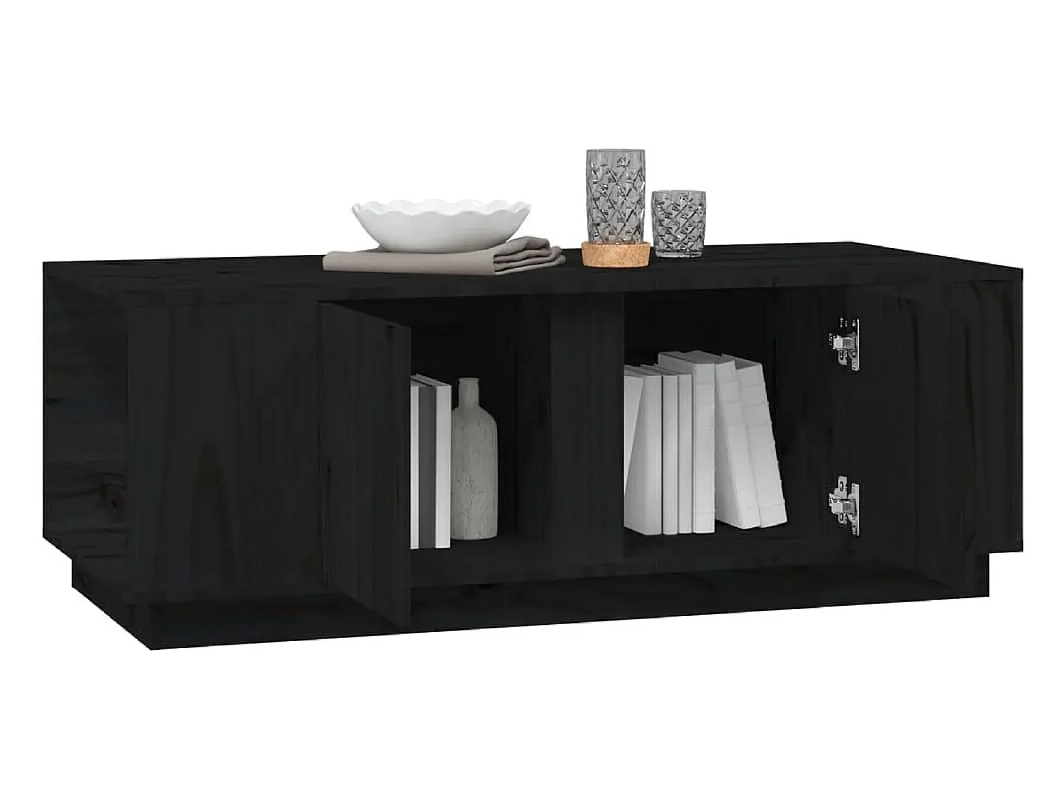 Mesa De Centro* Mesa de centro | Mesa de apoio 110x50x40 cm madeira de pinho maciça Preto