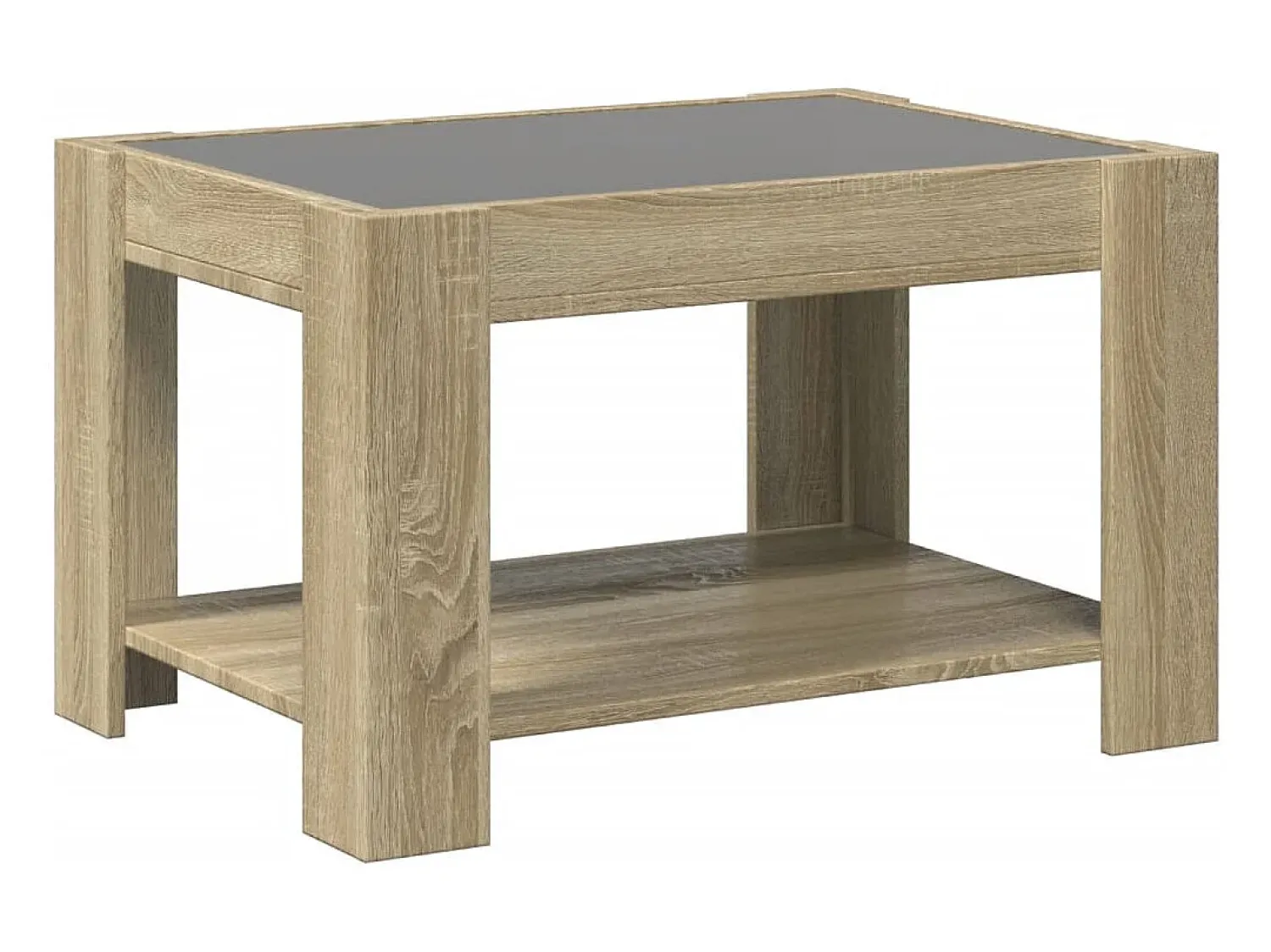 Mesa De Centro* Mesa de centro | Mesa de apoio c/ LEDs 73x53x45 cm derivados de madeira Castanho