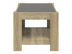 Mesa De Centro* Mesa de centro | Mesa de apoio c/ LEDs 73x53x45 cm derivados de madeira Castanho
