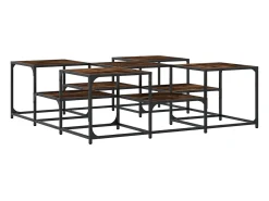 Mesa de centro | Mesa de apoio 121x121x40 cm derivados madeira carvalho fumado^ Mesa De Centro