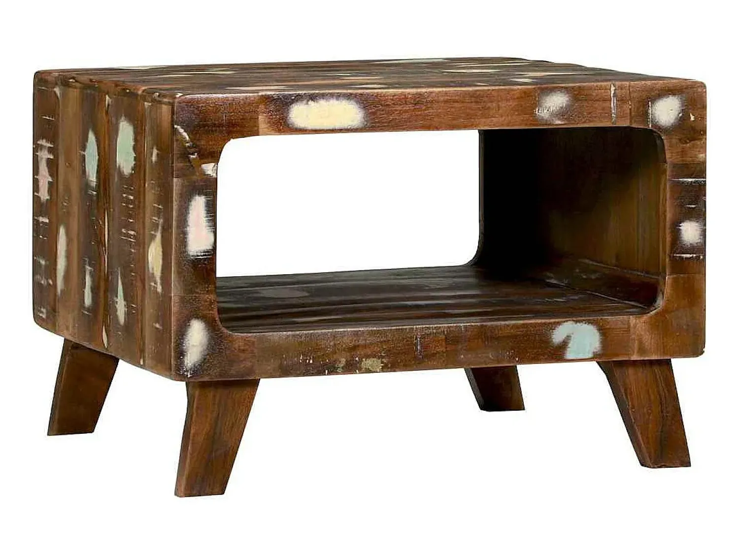 Best Mesa de centro | Mesa de apoio | Mesa de café 50x50x35 cm Madeira recuperada maciça Multicor