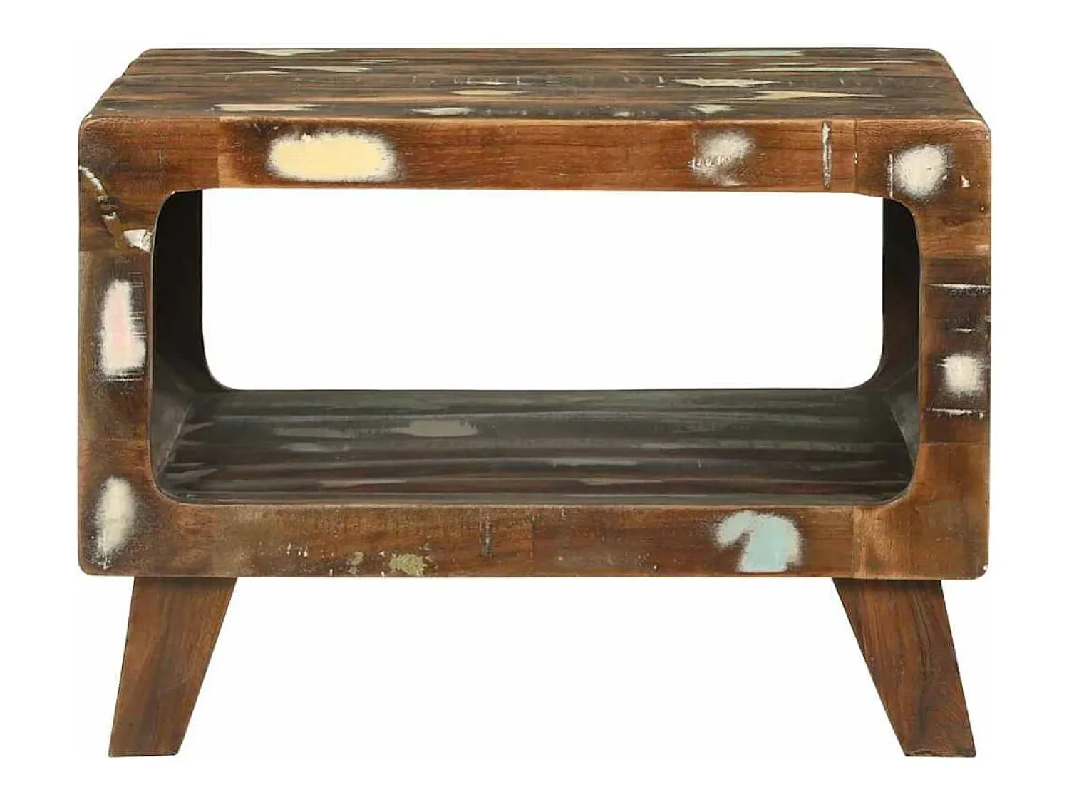 Best Mesa de centro | Mesa de apoio | Mesa de café 50x50x35 cm Madeira recuperada maciça Multicor