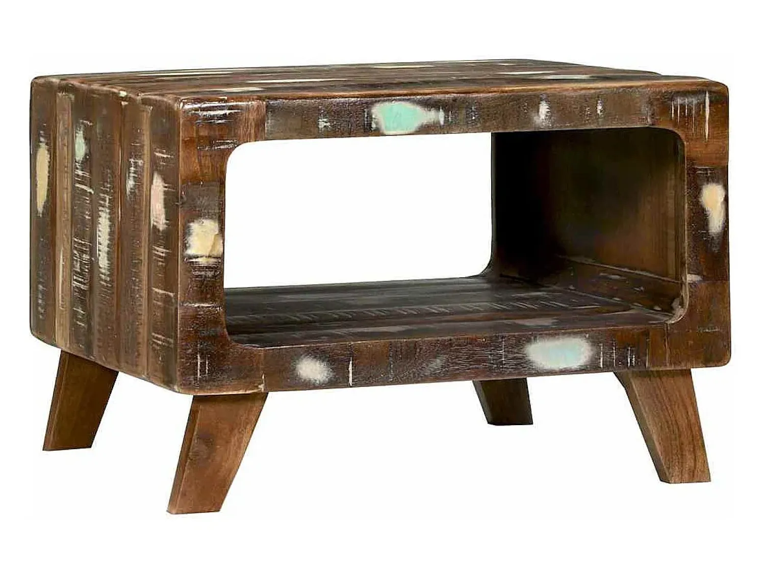 Best Mesa de centro | Mesa de apoio | Mesa de café 50x50x35 cm Madeira recuperada maciça Multicor