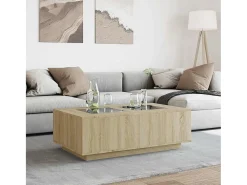 Mesa De Centro* Mesa de centro | Mesa de apoio luzes LED Infinity 116x69x40 cm carvalho sonoma Castanho