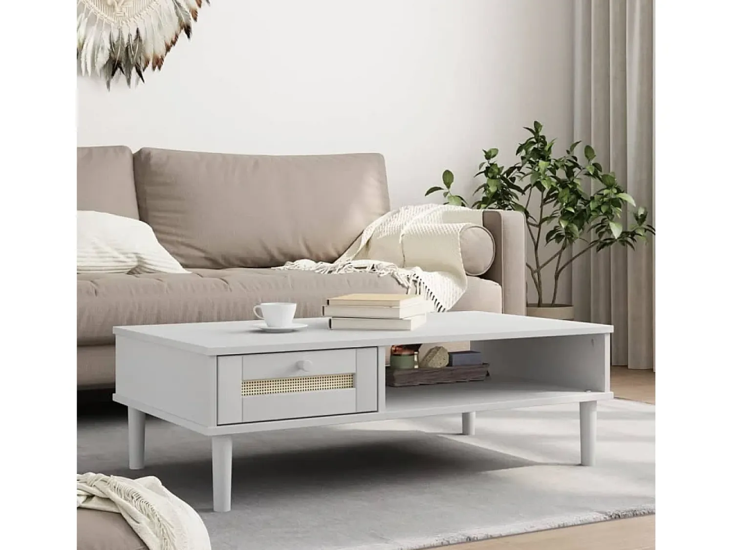 Best Mesa de centro | Mesa de apoio SENJA 100x55x33 cm pinho maciço Branco