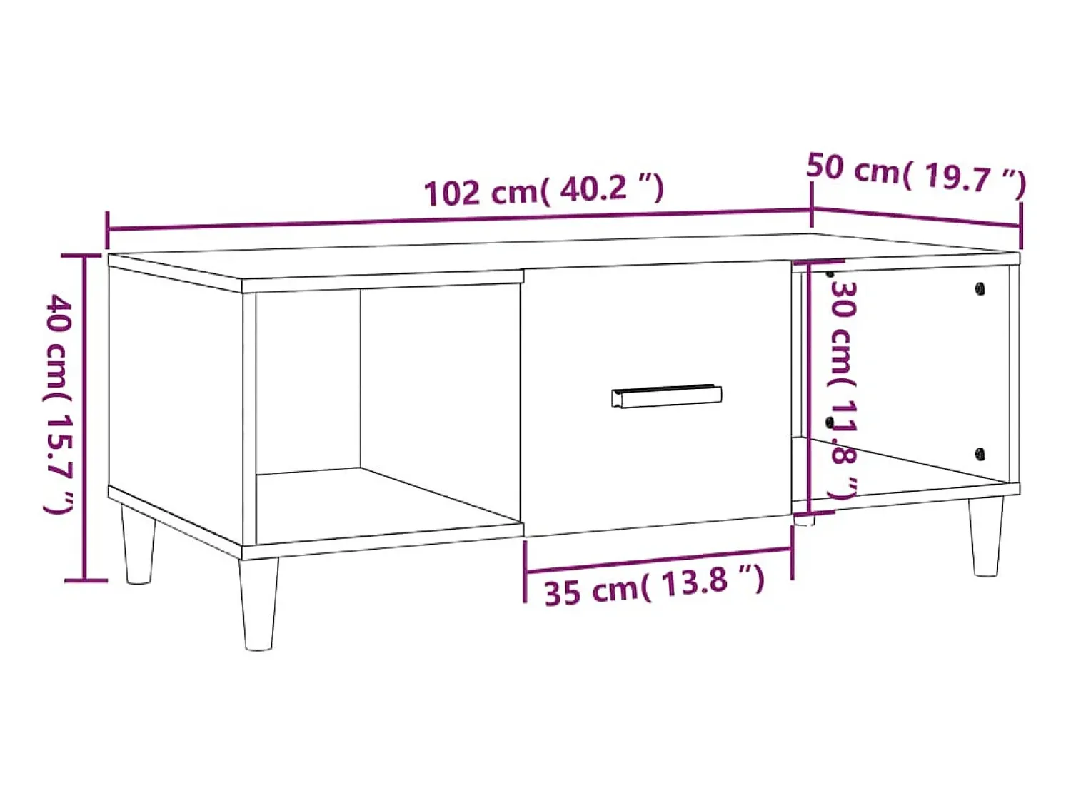 Mesa de centro | Mesa de apoio 102x50x40 cm madeira processada^ Mesa De Centro