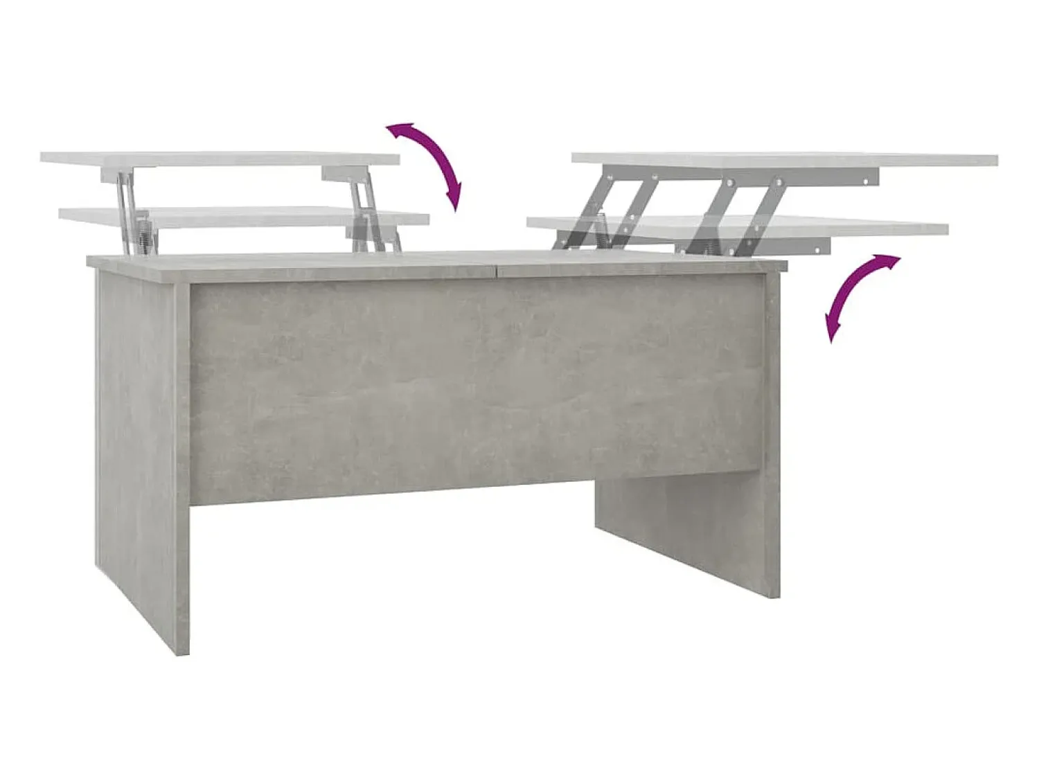 Mesa de centro | Mesa de apoio 80x50x42.5 cm madeira processada cinza cimento^ Mesa De Centro