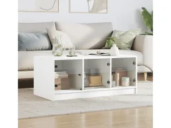 Mesa de centro | Mesa de apoio c/ portas de vidro 102x50x42 cm^ Mesa De Centro