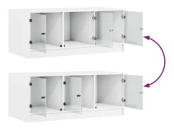 Mesa de centro | Mesa de apoio c/ portas de vidro 102x50x42 cm^ Mesa De Centro