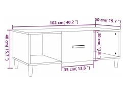 Mesa De Centro* Mesa de centro | Mesa de apoio 102x50x40 cm derivados madeira carvalho fumado Castanho