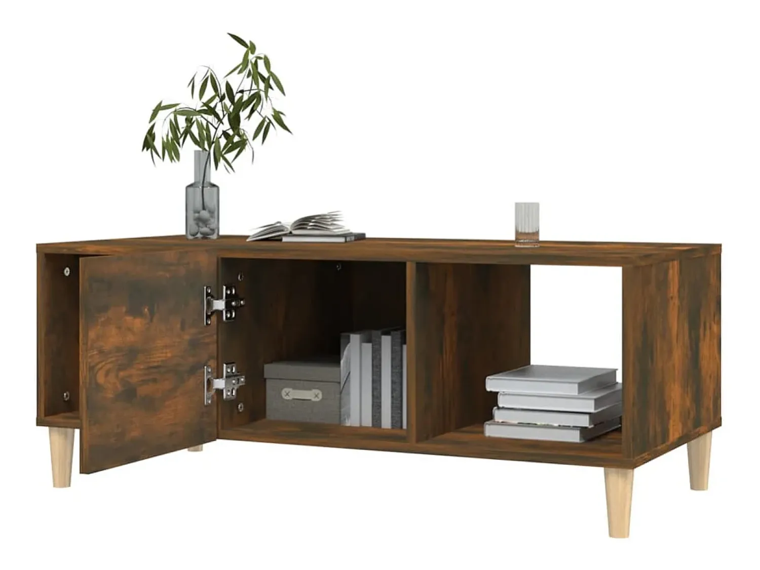 Mesa De Centro* Mesa de centro | Mesa de apoio 102x50x40 cm derivados madeira carvalho fumado Castanho