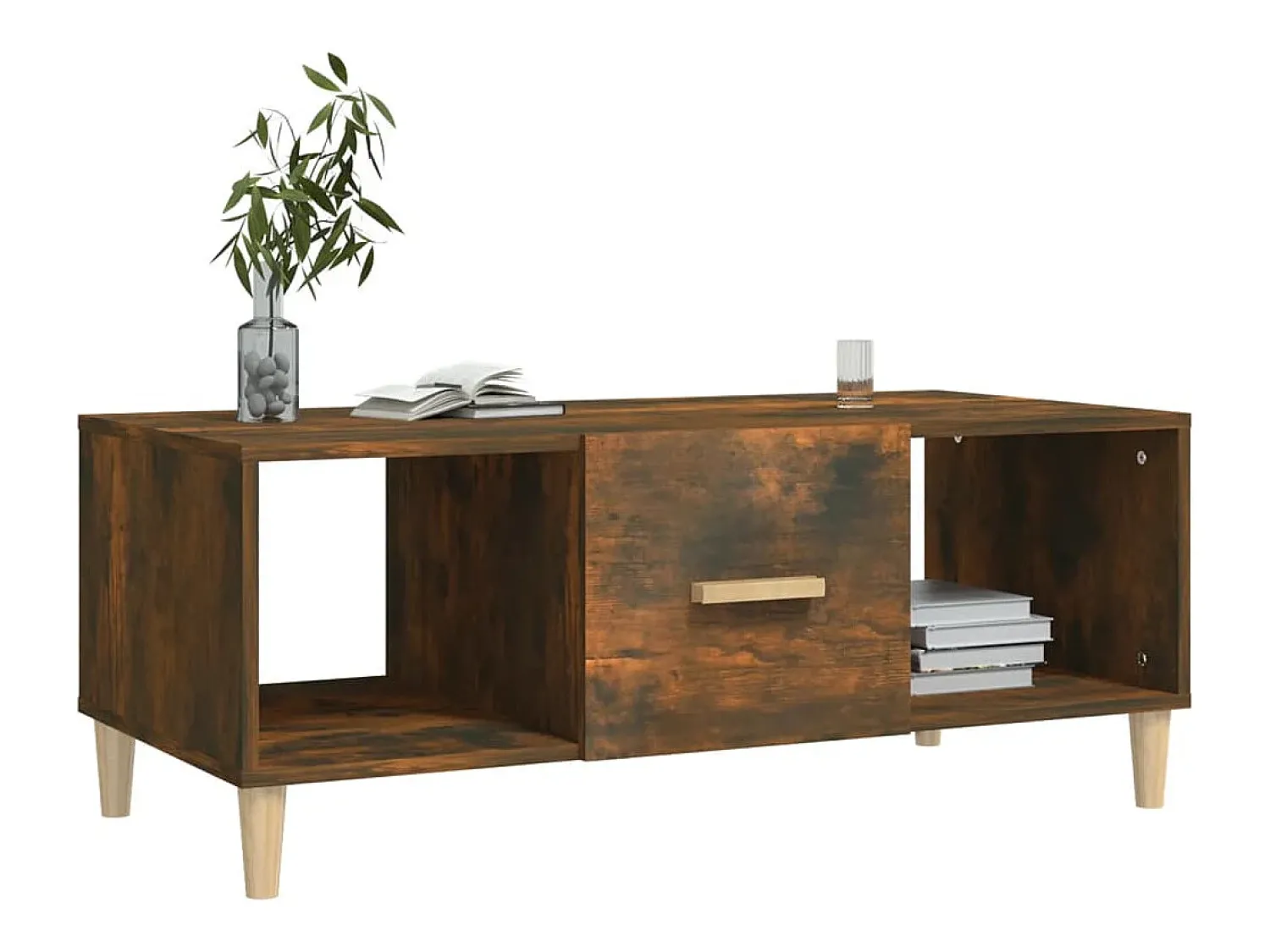 Mesa De Centro* Mesa de centro | Mesa de apoio 102x50x40 cm derivados madeira carvalho fumado Castanho