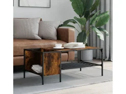 Mesa De Centro| Mesa de centro | Mesa de apoio | Mesa de café c/ prateleira derivados de madeira carvalho fumado Castanho