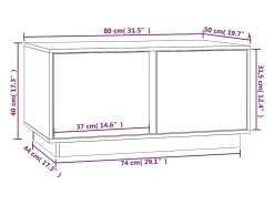 Mesa De Centro| Mesa de centro | Mesa de apoio 80x50x40 cm madeira de pinho maciça Preto