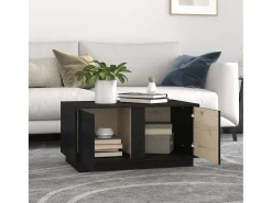 Mesa De Centro| Mesa de centro | Mesa de apoio 80x50x40 cm madeira de pinho maciça Preto