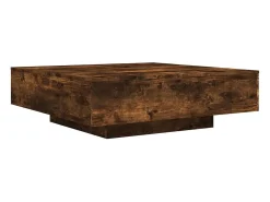 Best Mesa de centro | Mesa de apoio com luzes LED 100x100x31 cm carvalho fumado Castanho