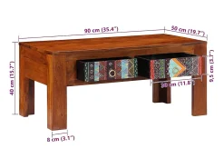 Mesa de centro | Mesa de apoio | Mesa de café 90x50x40 cm madeira de acácia maciça^ Mesa De Centro