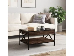 Best Mesa de centro | Mesa de apoio luzes LED Infinity 70x50x38 cm carvalho Castanho