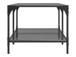 Mesa De Centro* Mesa de centro | Mesa de apoio com topo em vidro 98.5x50x40 cm aço Preto