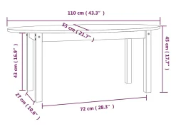 Mesa De Centro| Mesa de centro | Mesa de apoio 110x55x45 cm madeira de pinho maciça Cinzento