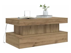 Mesa De Centro* Mesa de centro | Mesa de apoio com luzes LED 90x50x40 cm carvalho artisiano Castanho