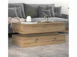 Mesa de centro | Mesa de apoio com luzes LED 90x50x40 cm carvalho artisiano Castanho