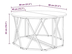 Clearance Mesa de centro | Mesa de apoio | Mesa de café carvalho artisiano 80x80x42 cm Castanho