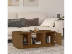 New Mesa de centro | Mesa de apoio 110x50x40cm madeira de pinho maciça mel Castanho