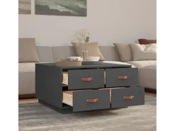 Hot Mesa de centro | Mesa de apoio 80x80x45 cm madeira de pinho maciça cinza Cinzento