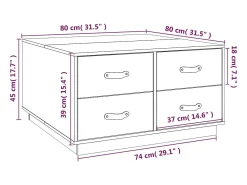 Hot Mesa de centro | Mesa de apoio 80x80x45 cm madeira de pinho maciça cinza Cinzento