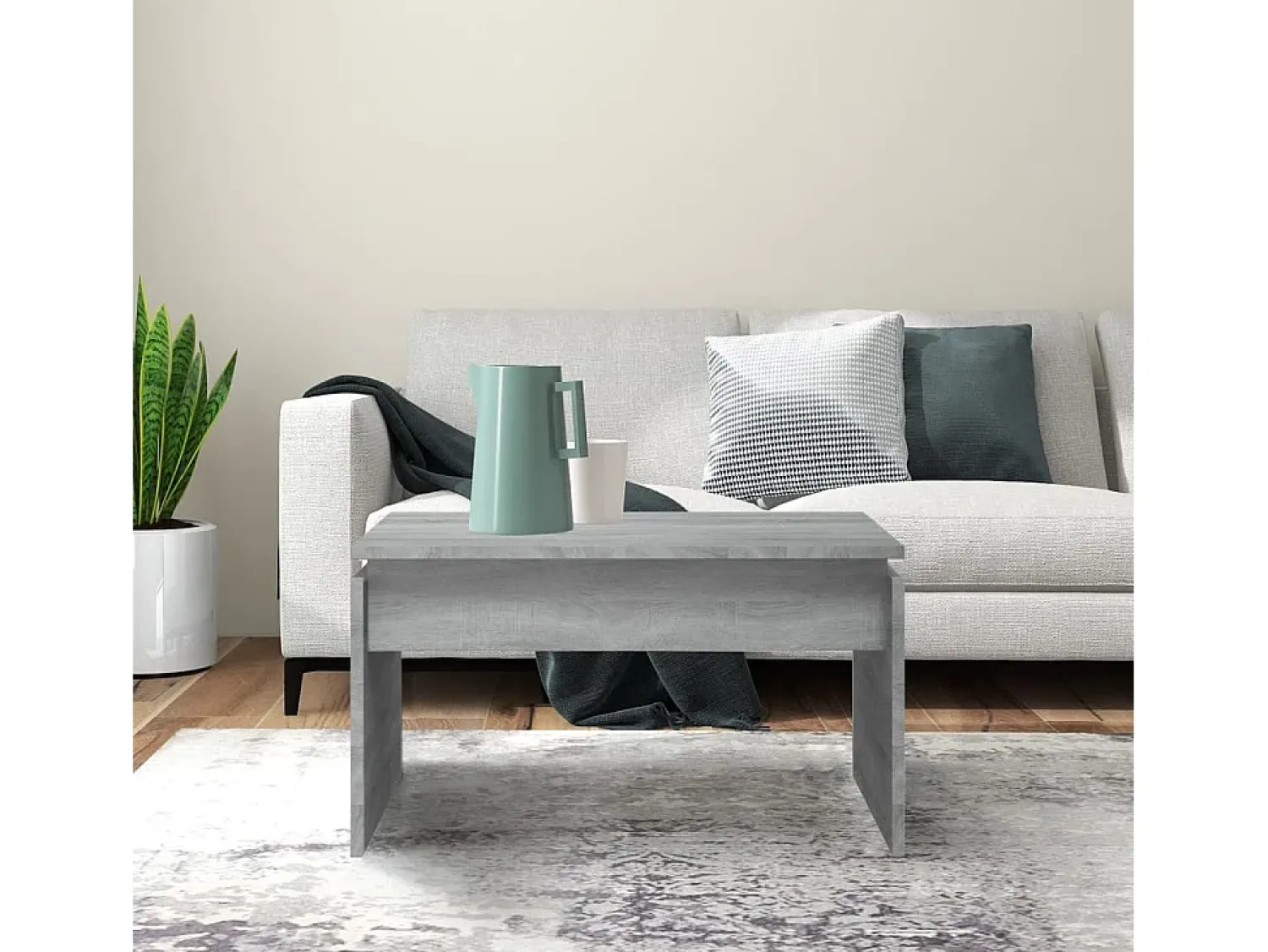 Mesa de centro | Mesa de apoio 68x50x38 cm derivados de madeira cinza sonoma^ Mesa De Centro