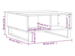 Mesa de centro | Mesa de apoio 60x60x30 cm derivados madeira carvalho^ Mesa De Centro