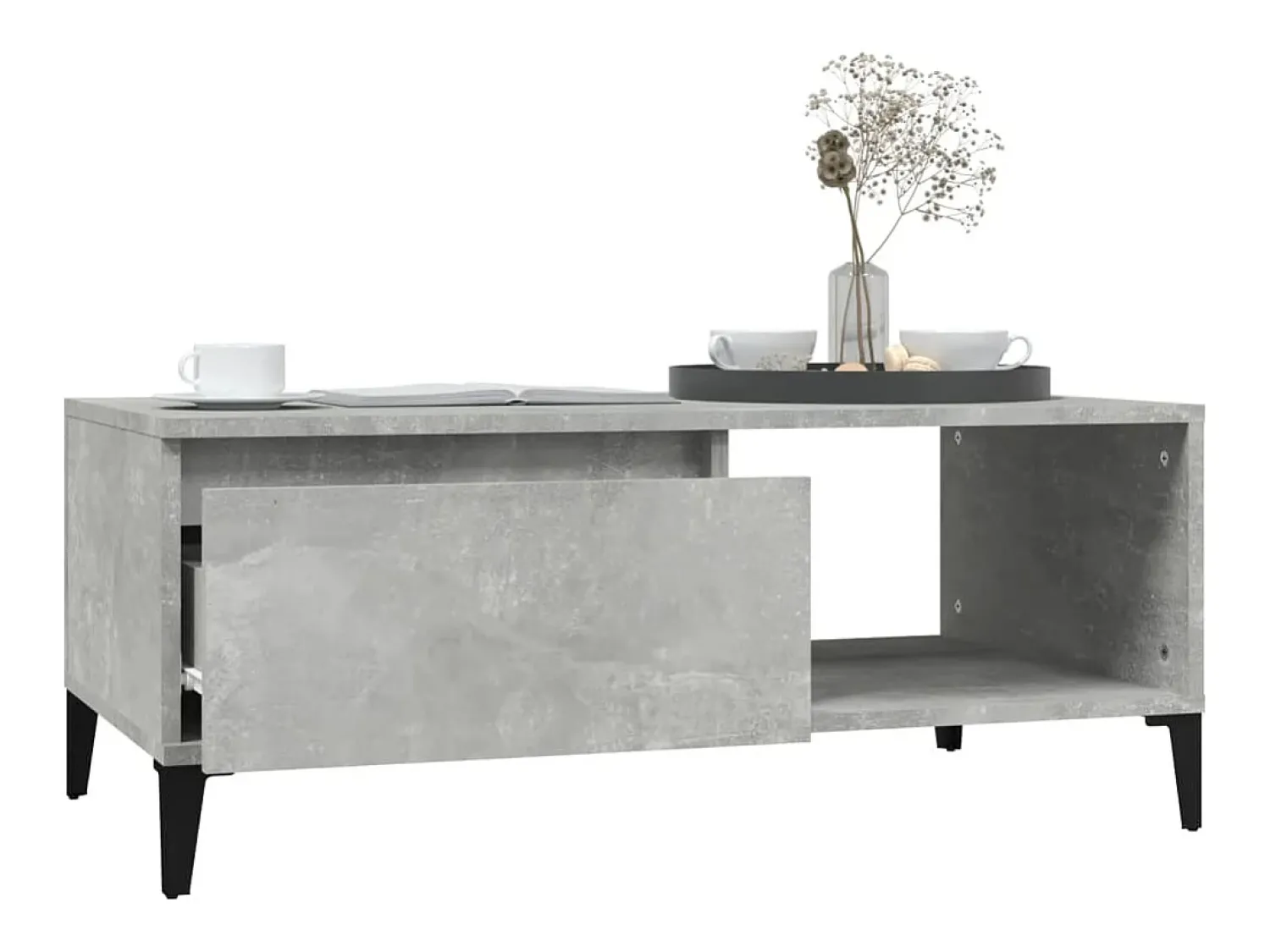 Mesa de centro | Mesa de apoio 90x50x36.5 cm derivados madeira cimento^ Mesa De Centro
