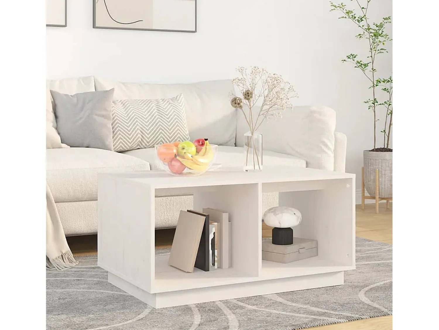 Mesa De Centro* Mesa de centro | Mesa de apoio 80x50x40 cm madeira de pinho maciça Branco