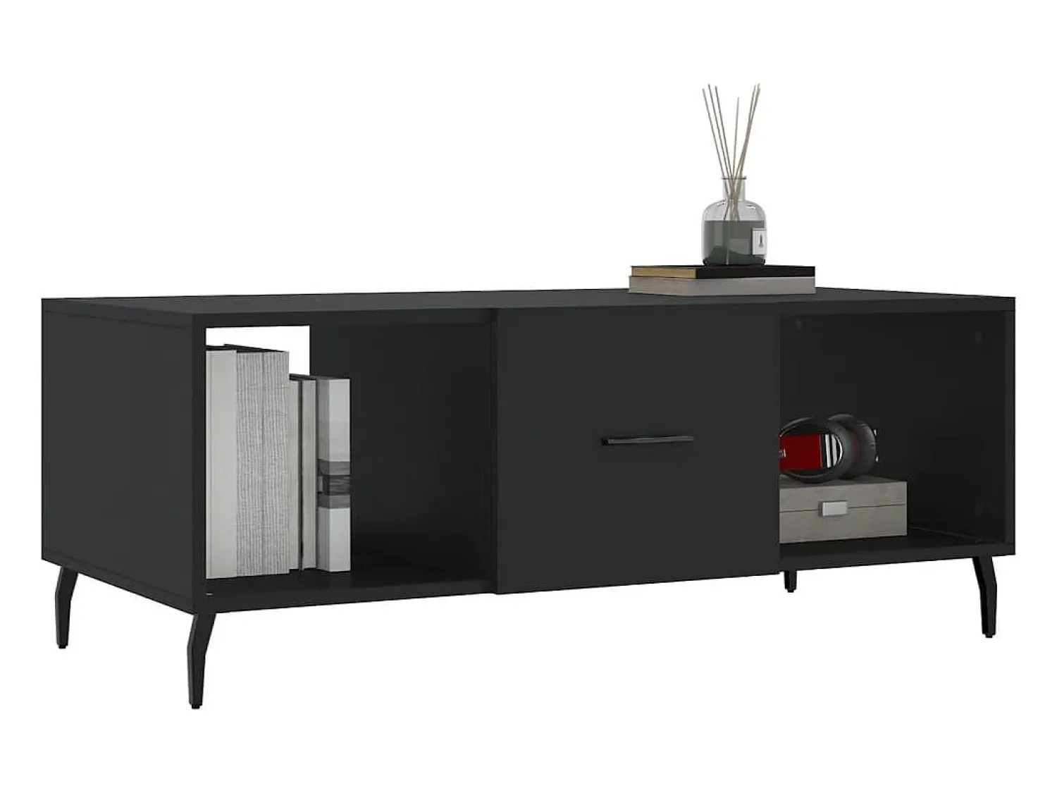 Mesa De Centro| Mesa de centro | Mesa de apoio 102x50x40 cm madeira processada Preto