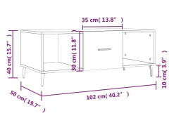 Mesa De Centro| Mesa de centro | Mesa de apoio 102x50x40 cm madeira processada Preto