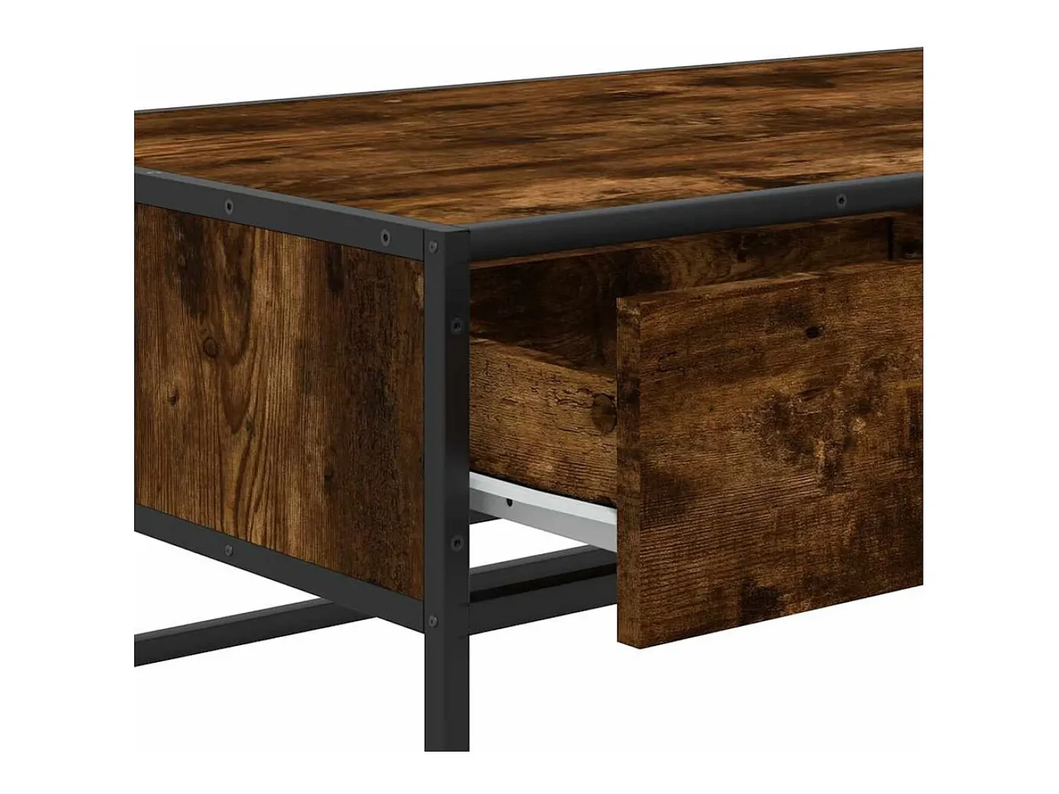Mesa de centro | Mesa de apoio 100x50x35cm deriv. madeira/metal carvalho fumado^ Mesa De Centro