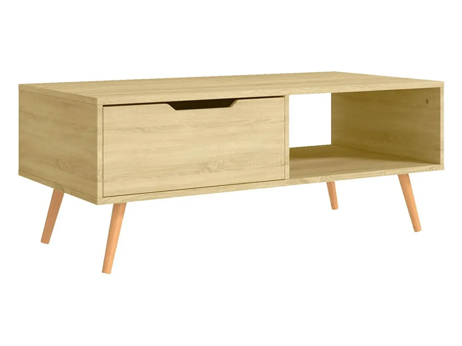 Mesa De Centro| Mesa de centro | Mesa de apoio 100x49.5x43 cm derivados madeira carvalho sonoma Castanho