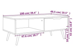 Mesa De Centro| Mesa de centro | Mesa de apoio 100x49.5x43 cm derivados madeira carvalho sonoma Castanho