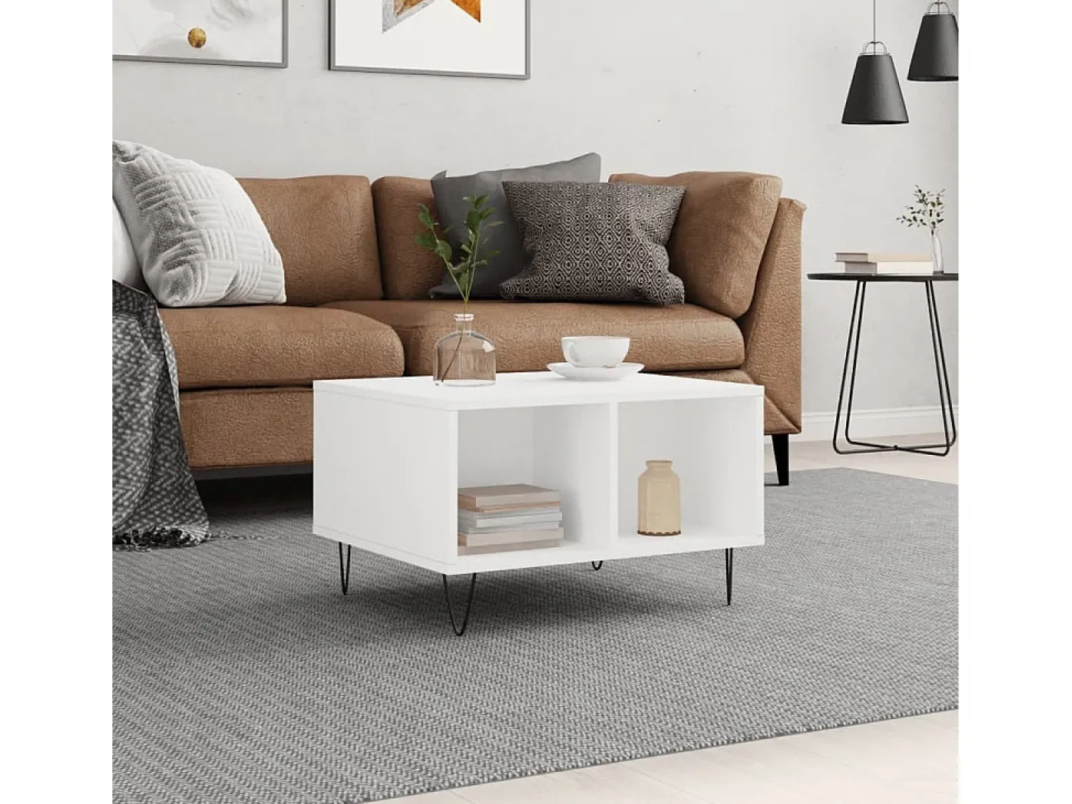 Mesa De Centro* Mesa de centro | Mesa de apoio 60x50x36.5 cm derivados de madeira Branco