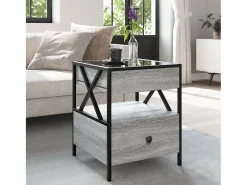 Mesa de centro | Mesa de apoio luzes LED Infinity 40x40x51 cm sonoma^ Mesa De Centro