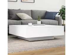 Mesa De Centro| Mesa de centro | Mesa de apoio com luzes LED 100x100x31 cm Branco
