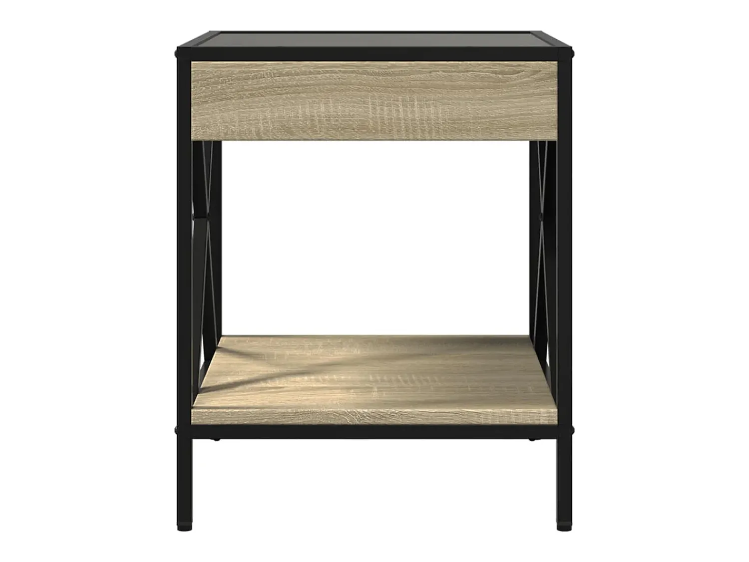 Outlet Mesa de centro | Mesa de apoio luzes LED Infinity 40x40x49 cm carvalho sonoma Castanho