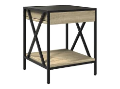 Outlet Mesa de centro | Mesa de apoio luzes LED Infinity 40x40x49 cm carvalho sonoma Castanho